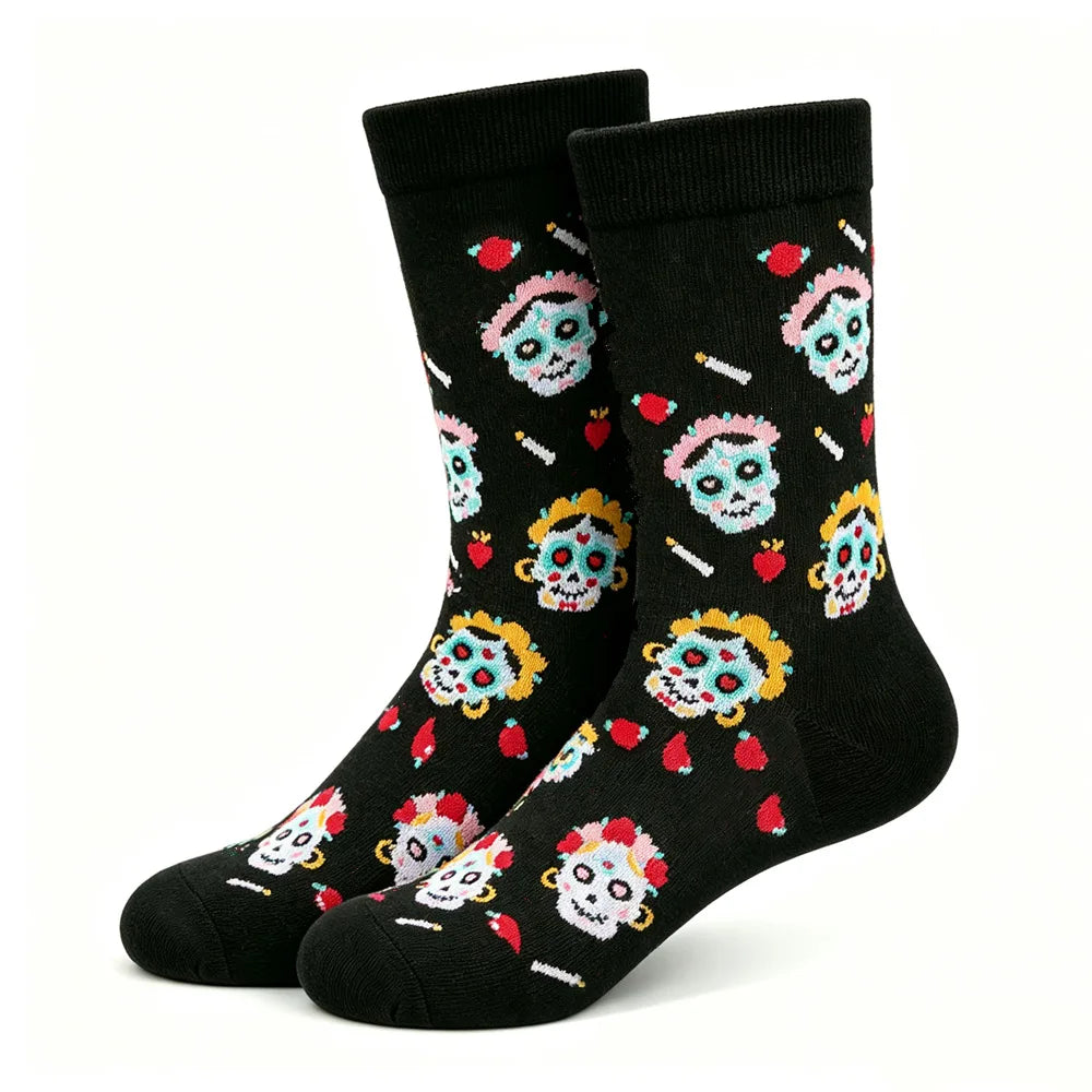 Halloween Happy Socks neu für Damen und Herren, Horrormotiv mit Kürbis, Geist und Fledermaus, lustige Baumwollsocken bis zur Wadenmitte, Herbst- und Wintergeschenke