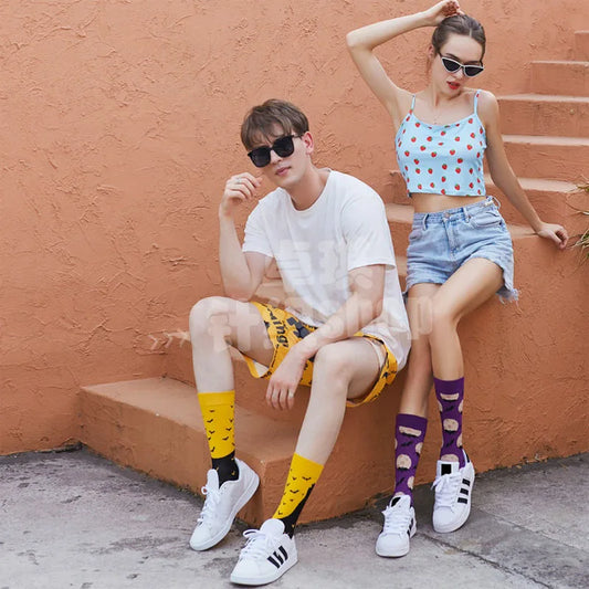 Chaussettes mi-mollet à motifs fantaisie – Unisexe