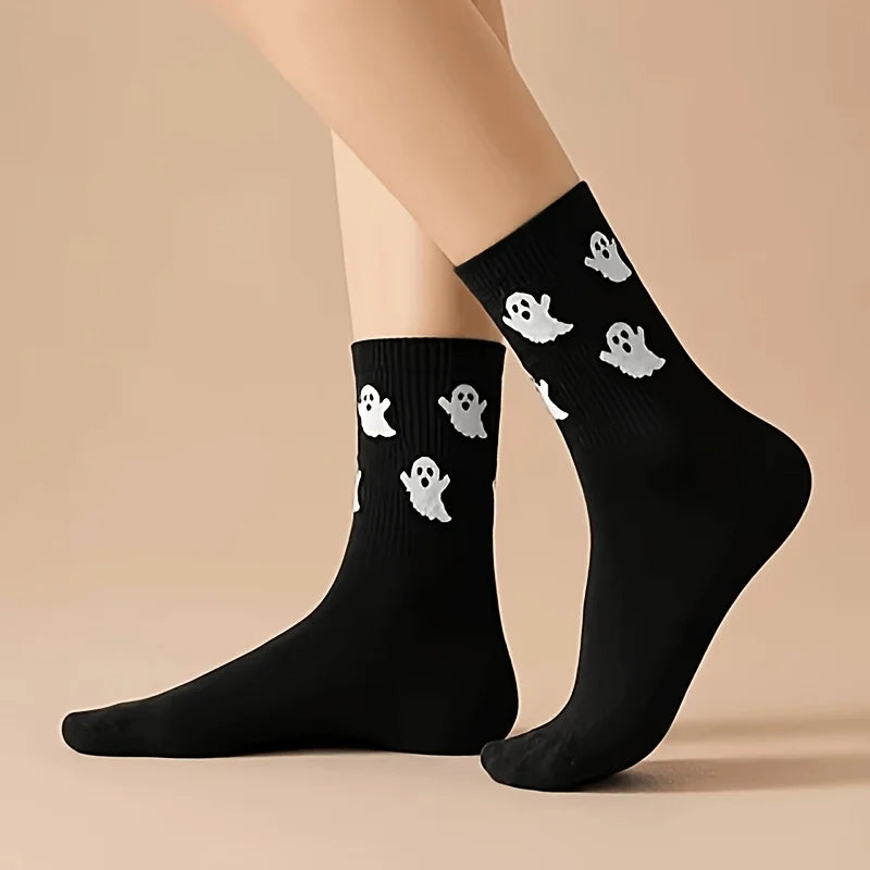 Spooky Patterned Crew Socks – 5-Pair Set