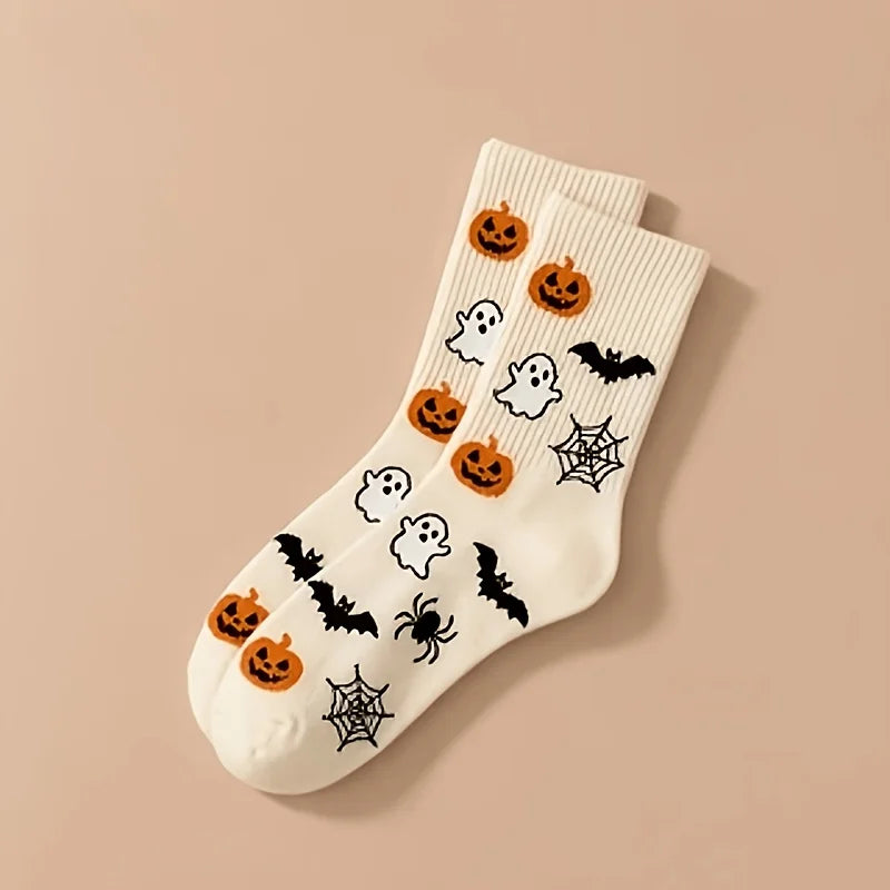 Spooky Patterned Crew Socks – 5-Pair Set