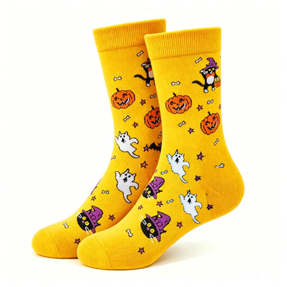 Chaussettes mi-mollet Citrouille, Fantôme & Chauve-souris