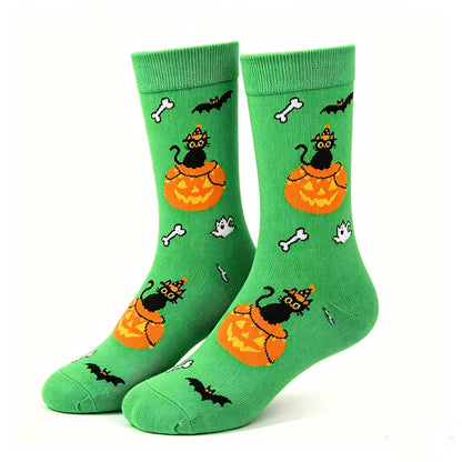 Chaussettes mi-mollet Citrouille, Fantôme & Chauve-souris