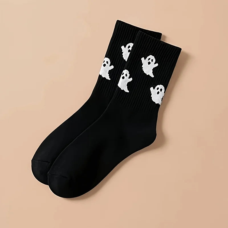Spooky Patterned Crew Socks – 5-Pair Set