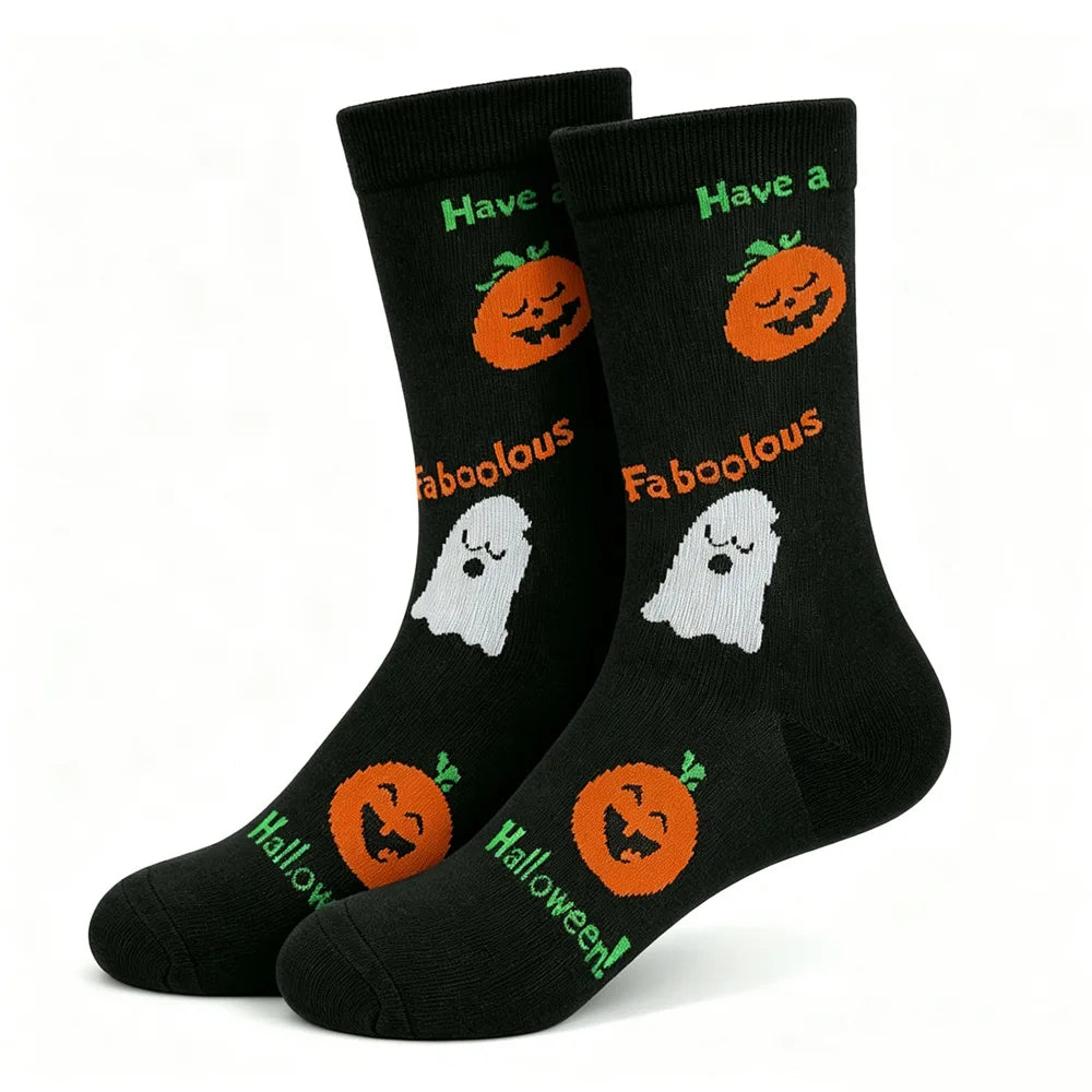 Chaussettes mi-mollet Citrouille, Fantôme & Chauve-souris